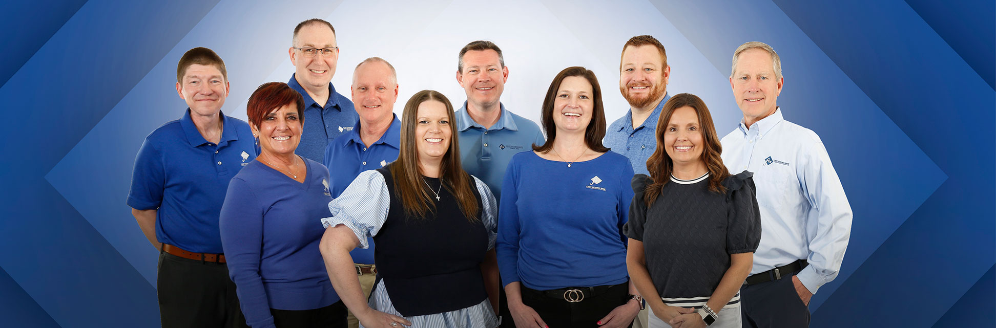Group of bankers standing in line - 10 total